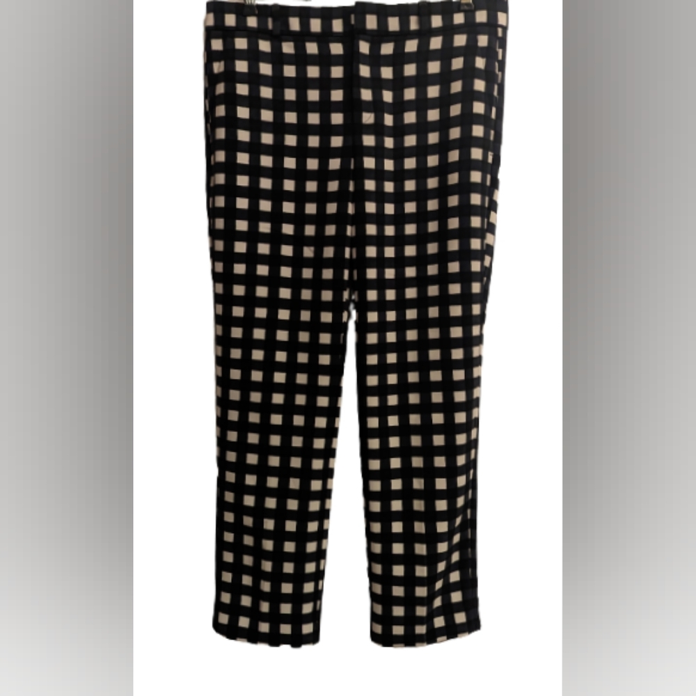 NWT Gray, White & Blue Plaid Avery Straight-Fit Plaid Ankle Pant